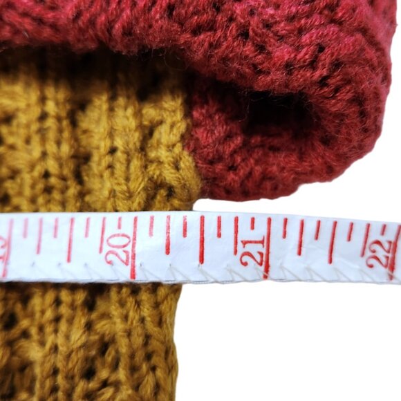 Adyson Parker Colorblock V-Neck Cardigan Tomato Red Golden Brown Cream Sz M - Picture 12 of 15